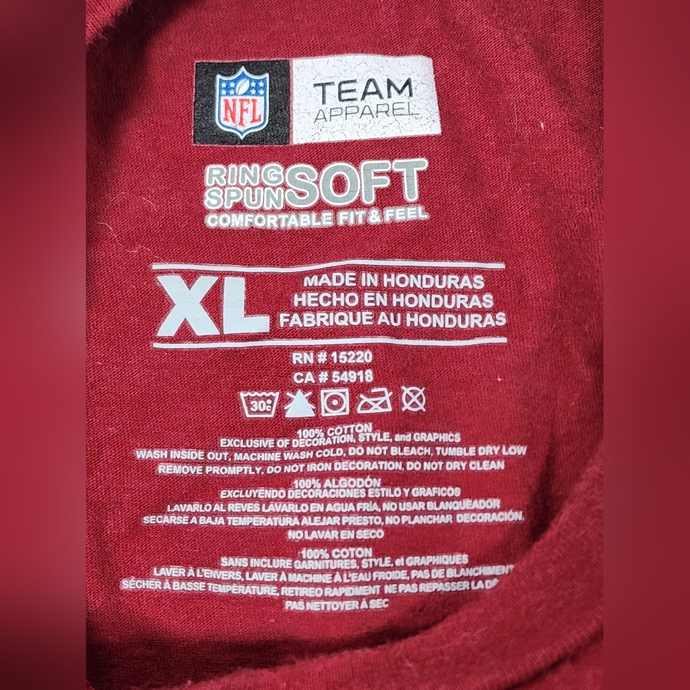 NFL TEAM APPAREL ADULT WASHINGTON REDSKINS T-SHIRT SIZE XL COTTON BURGUNDY GOLD - Picture 6 of 6